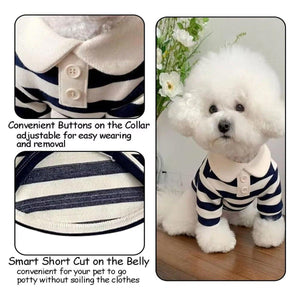 Striped Crew Neck Dog T-Shirt Fashionable Pet Outfit in Multiple Sizes