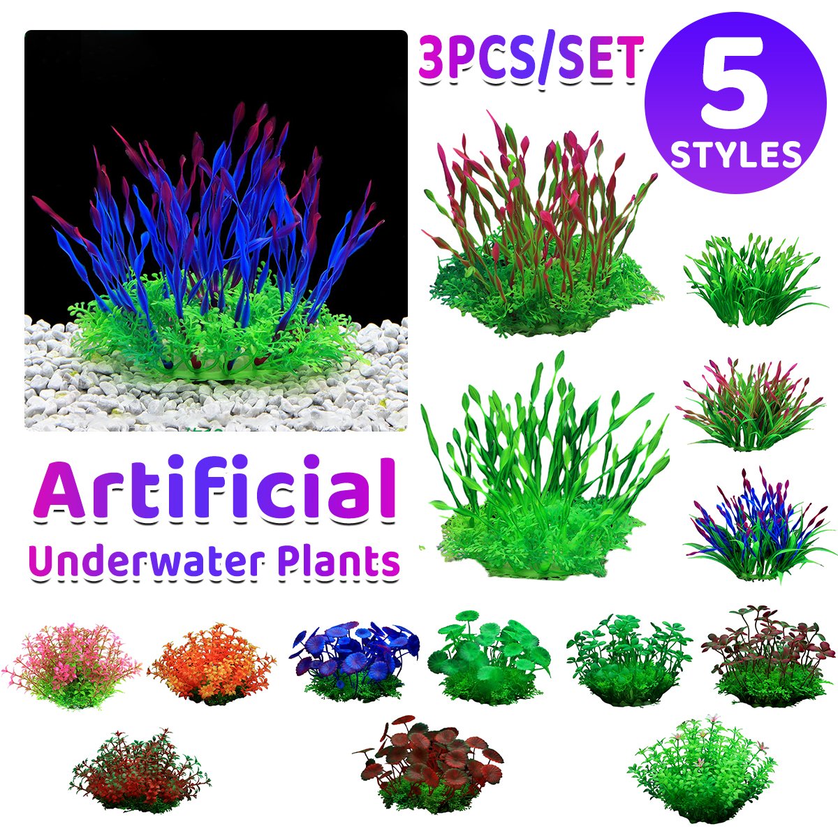 Vibrant Artificial Underwater Plants for Aquariums