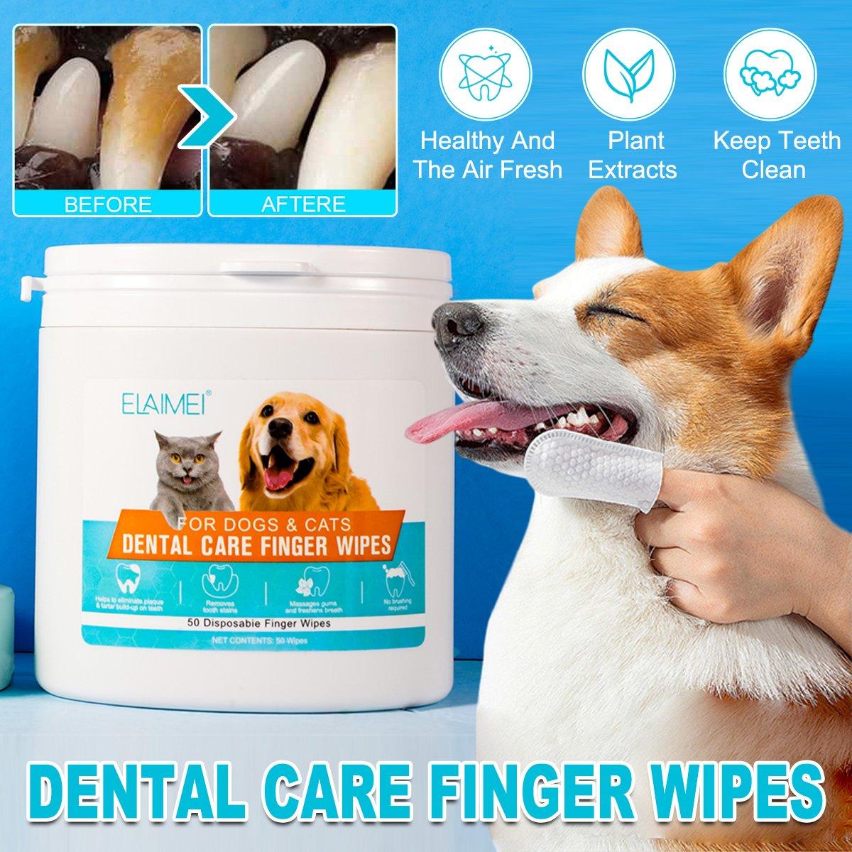 50pcs Pet Teeth Cleaning Finger Wipes