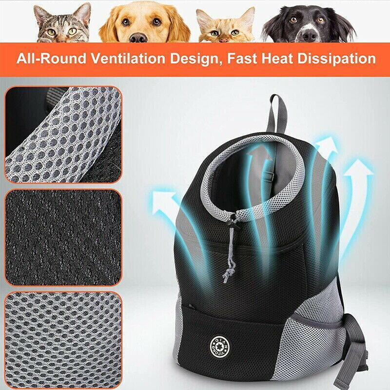 Dog Front Carrier Backpack Puppy Travel Mesh Pet Dog Carrier Backpack Black