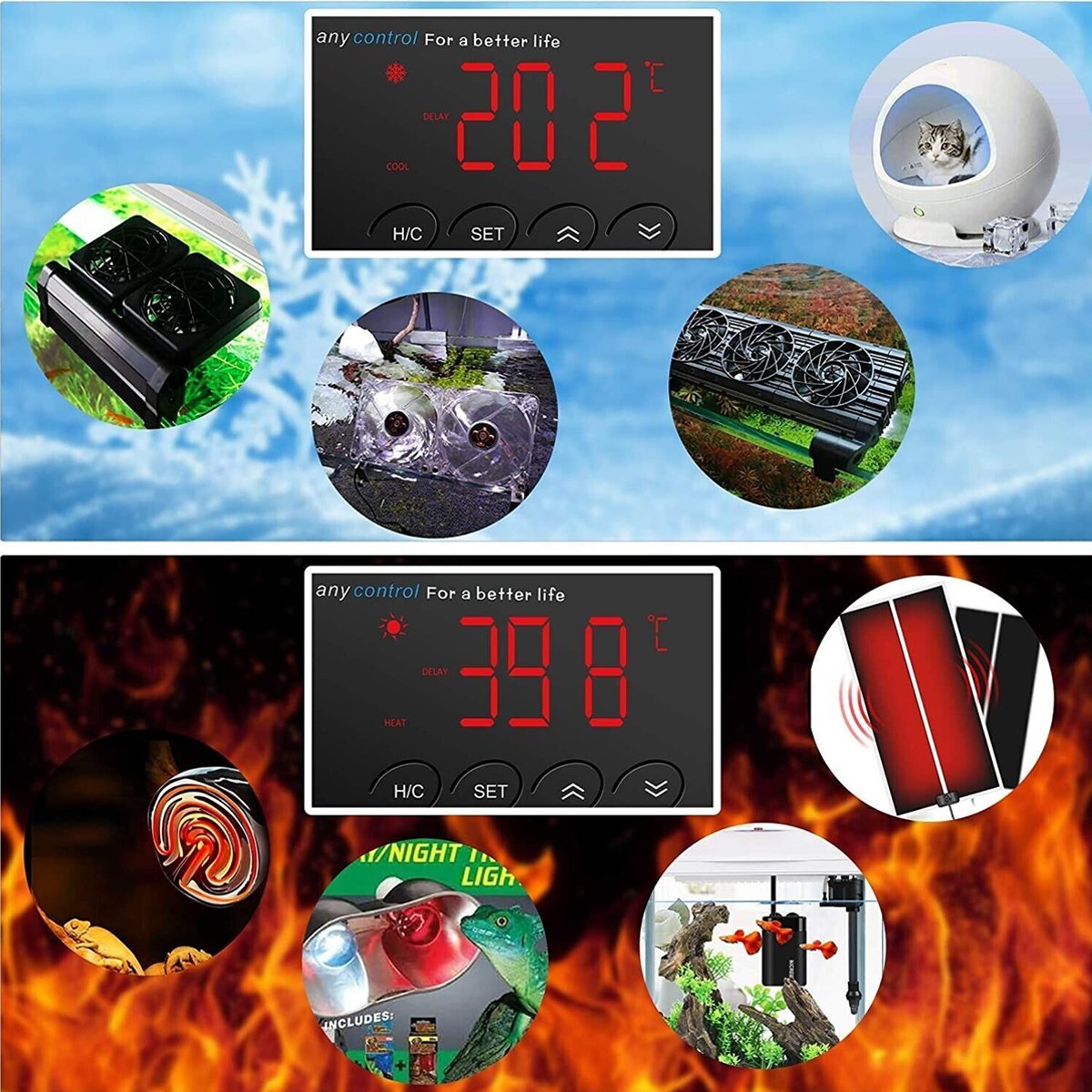 Aquarium Reptile Pet Thermostat Electronic Temperature Controller Power Strip