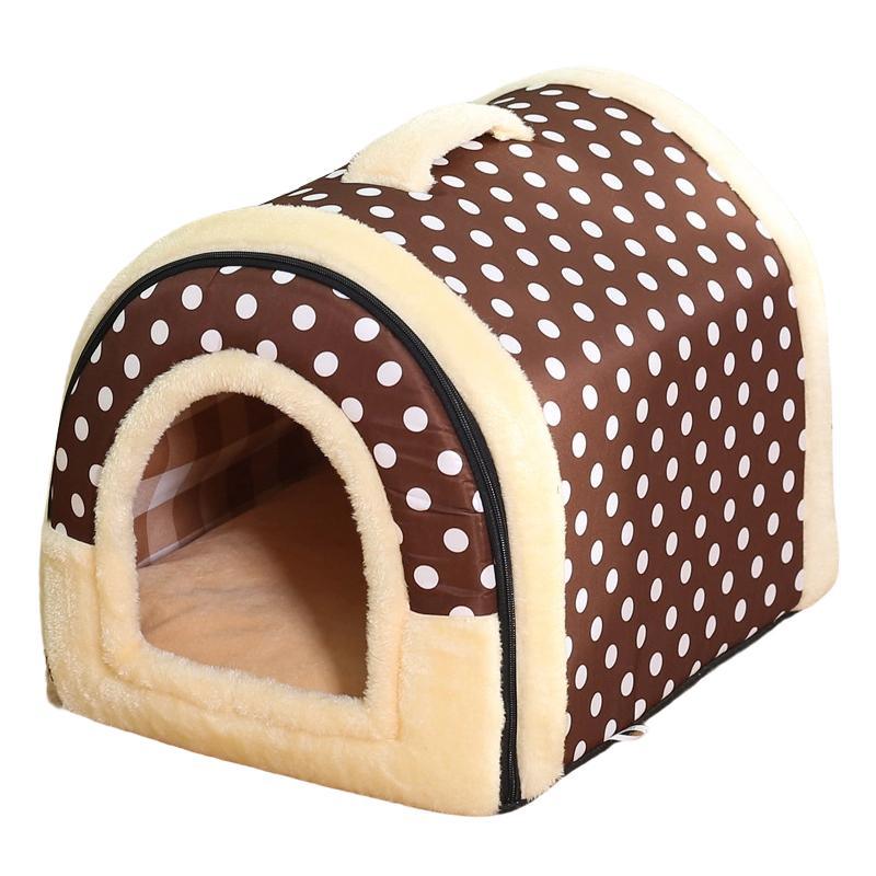 Pet Dog House Kennel Soft Igloo Beds Cave Cat Puppy Bed Doggy Warm Cushion Fold