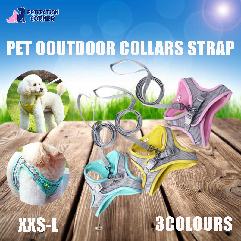 Pet Dog Harness Adjustable Reflective Breathable Outdoor Collars Strap Cat Leash