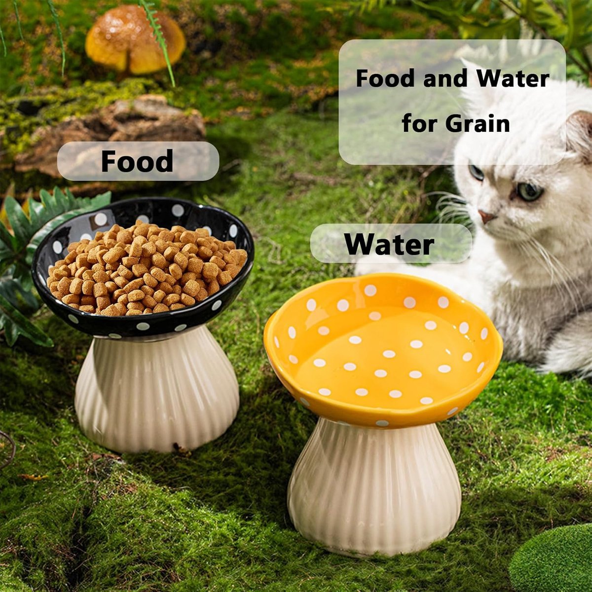 Pet Elevated Mushroom Bowl Cat Dog Bowl Dish Food Feeder Raised Cat Bowl