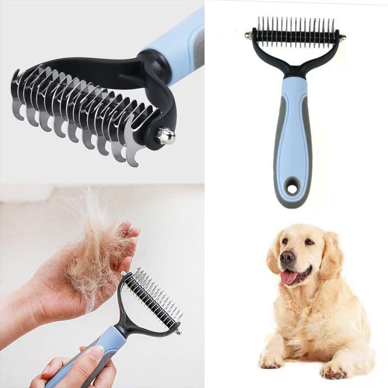 Premium Dog & Cat Deshedding Grooming Comb - Undercoat Rake Trimmer Brush