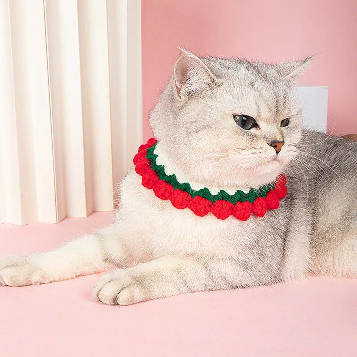 Cat Collar Handmade Knit Neck Dog Collar Adjustable Neck Kitten Necklace