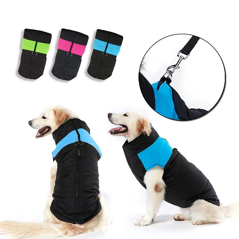 Warm Waterproof Large Dog Jacket - Padded Winter Coat for Pet Windbreaker Vest