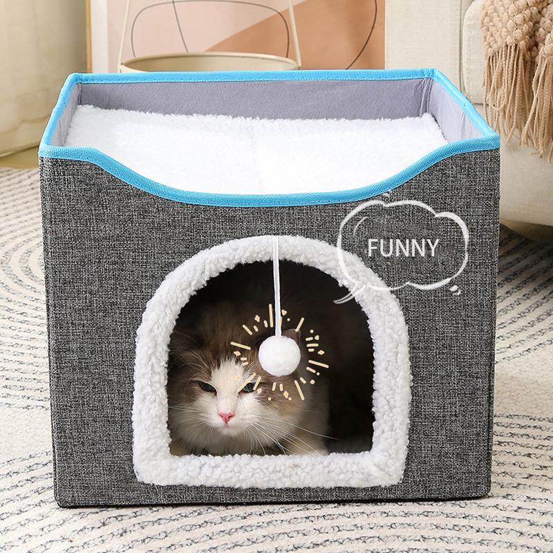 Foldable Cat Bed With Scratching Board 3 Colours