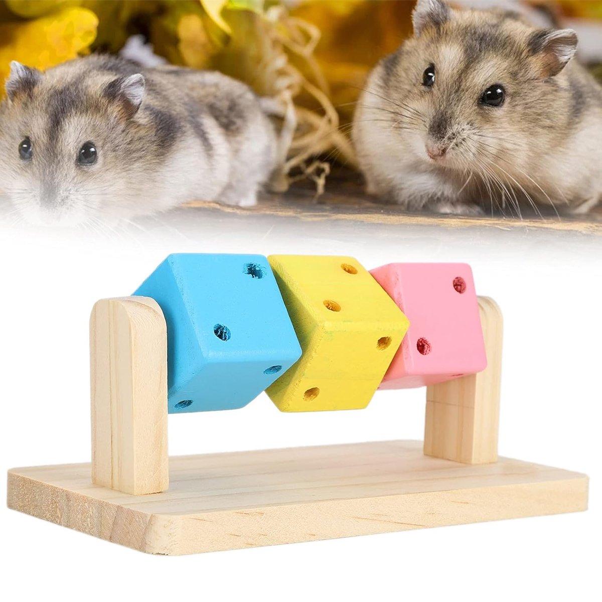 Wooden Chew Toy with Colorful Blocks Small Pet Toys