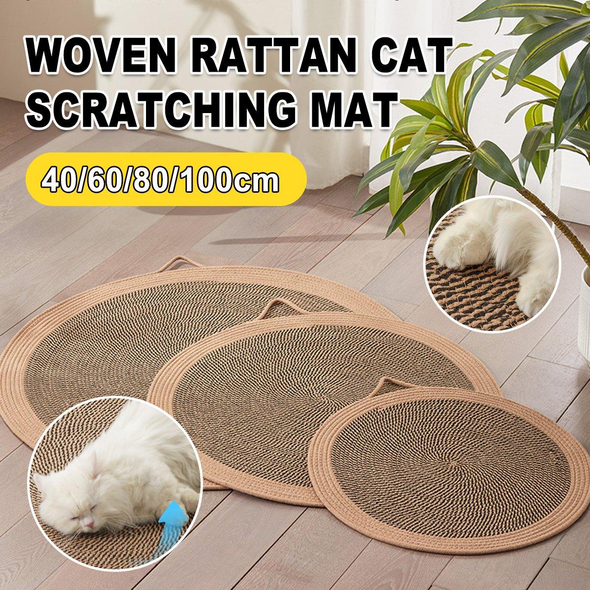 Woven Rattan Cat Scratching Mat Durable Scratch Board & Sleeping Pad