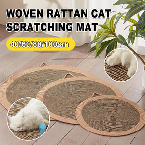 Woven Rattan Cat Scratching Mat Durable Scratch Board & Sleeping Pad