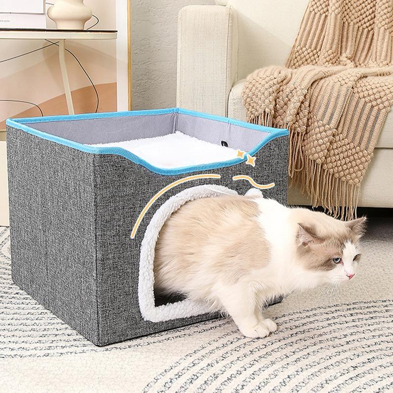 Foldable Cat Bed With Scratching Board 3 Colours