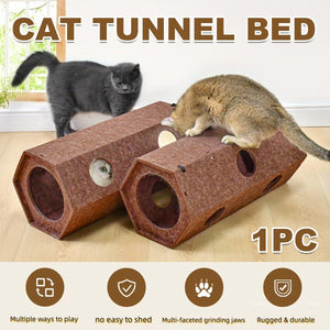 Cat Tunnel Bed Durable Felt Hexagonal Cat Play Tunnel & Bed