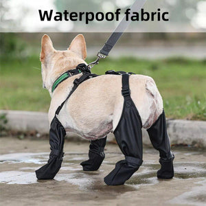 Waterproof Dog Shoes with Adjustable Suspenders Anti-Slip Dog Boots