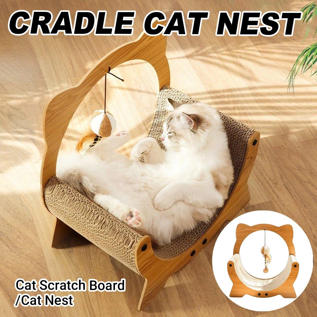 Cradle Cat Nest 2-in-1 Cat Scratcher and Lounge with Hanging Toy