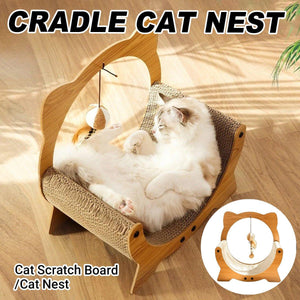 Cradle Cat Nest 2-in-1 Cat Scratcher and Lounge with Hanging Toy