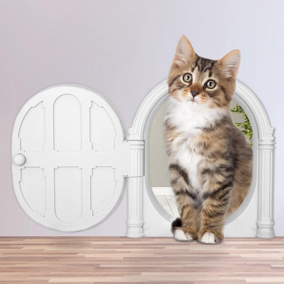 Stylish and Secure White Pet Door for Cats