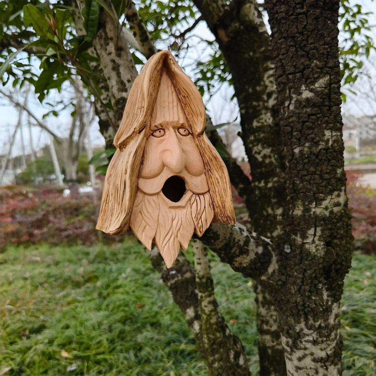 Resin Face Birdhouse Unique Hanging Bird Nest for Outdoor Décor