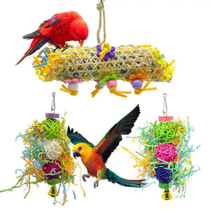 3PCS Bird Parrot Shredding Toys Hanging Cage