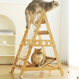 Multifunctional Cat Climbing Frame Hammock Scratching Post & Play Ball