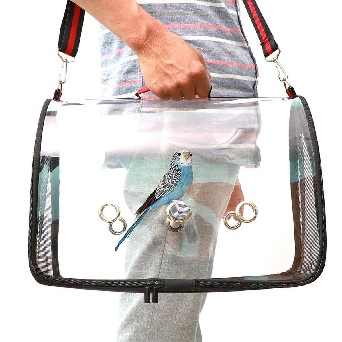 Portable Pet Bird Parrot Carrier Transparent Breathable Travel Cage