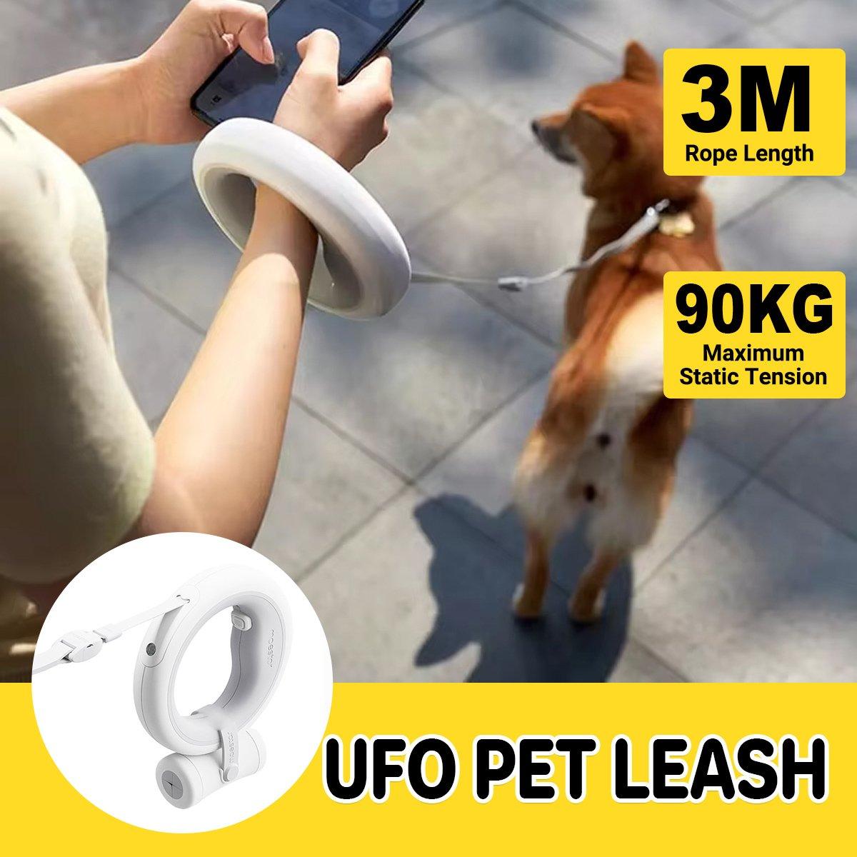 UFO Retractable Pet Leash with LED Light 3m Length 90kg Pull Strength