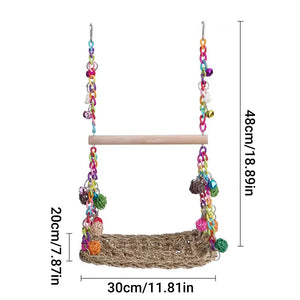 Bird Toy Parrot Toy Hammock Swing Rattan Ball Color Chain Double Layer Swing