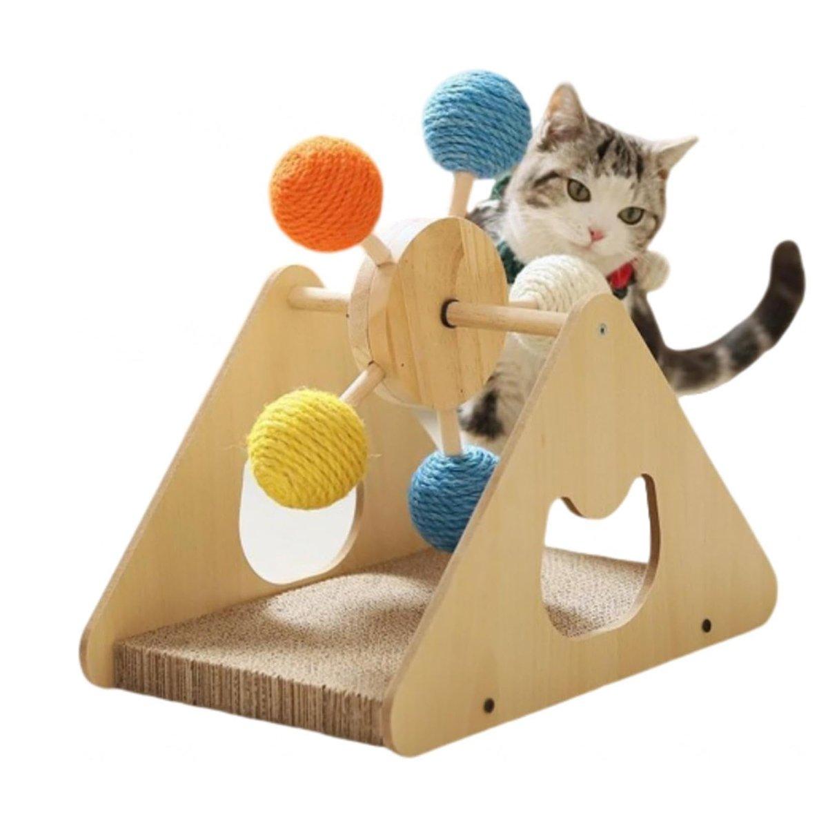 Ferris Wheel Cat Scratching Board With Sisal Balls for Play and Exercise