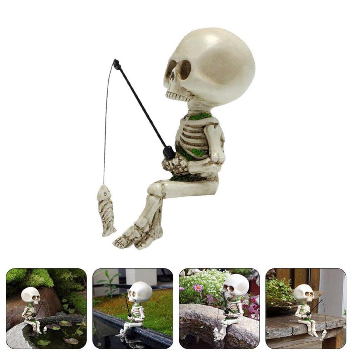 Skull Fishing Resin Ornament