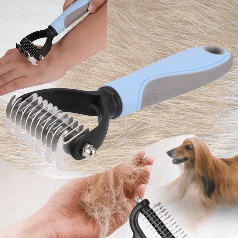 Premium Dog & Cat Deshedding Grooming Comb - Undercoat Rake Trimmer Brush