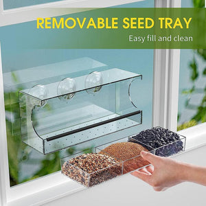 Clear Acrylic Window Bird Feeder 10x30x13cm