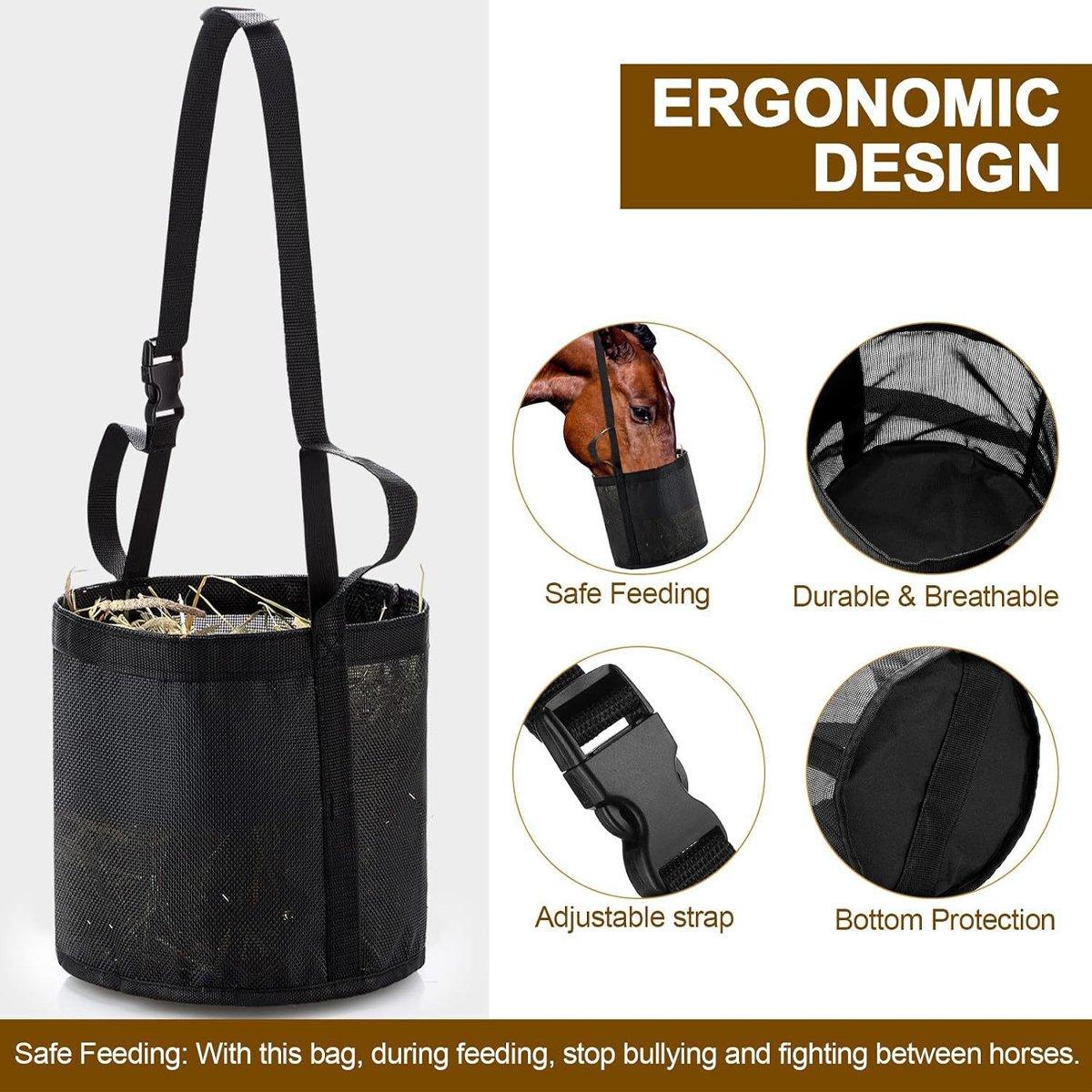 Durable Adjustable Horse Feeding Bag Slow Feed Hay Bag for Travel & Daily Use