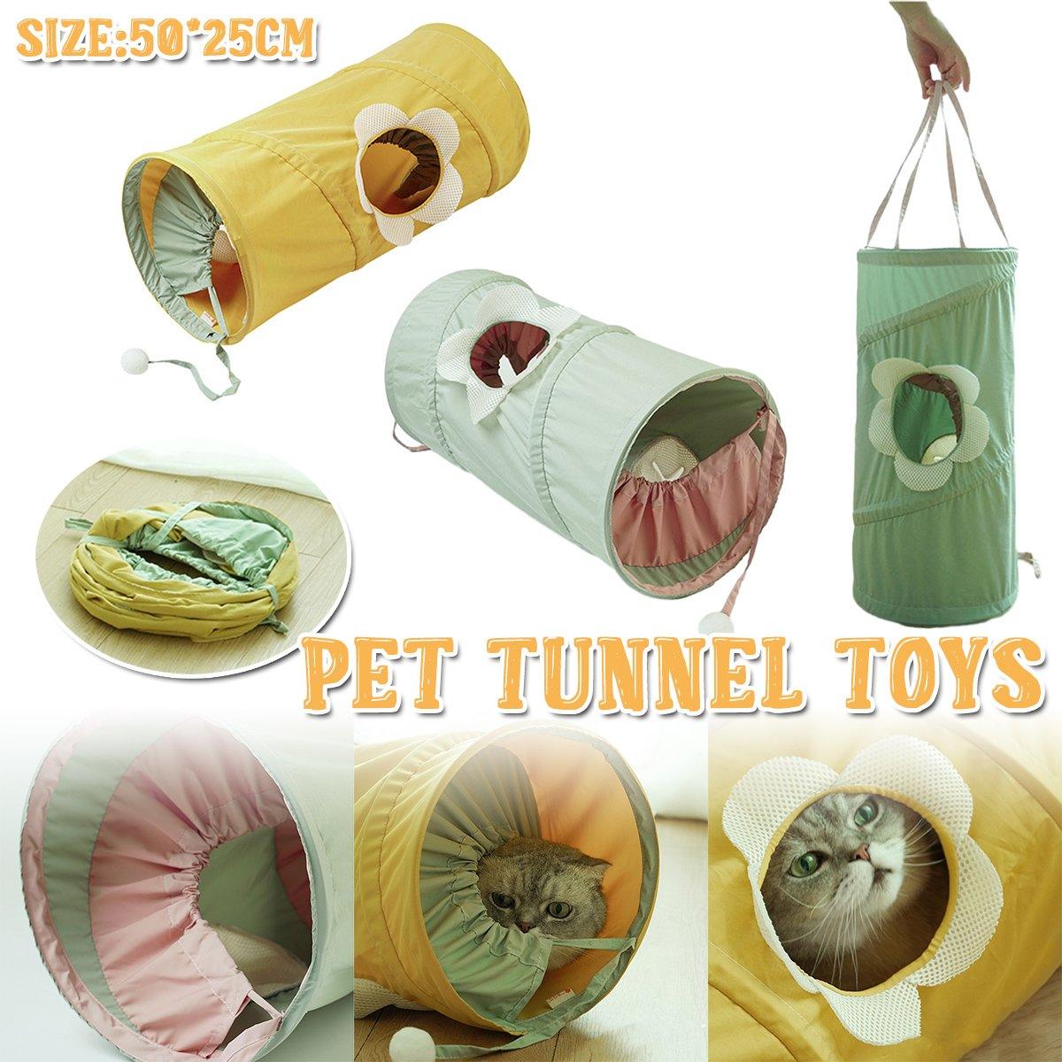 Spiral Folding Cat Play Tunnel Cooling Fabric Tunnel for Cats