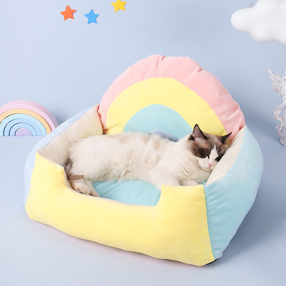 Rainbow Cat Sofa Semi-closed Four Seasons Cat Bed Mat Kennel Pet Supplies