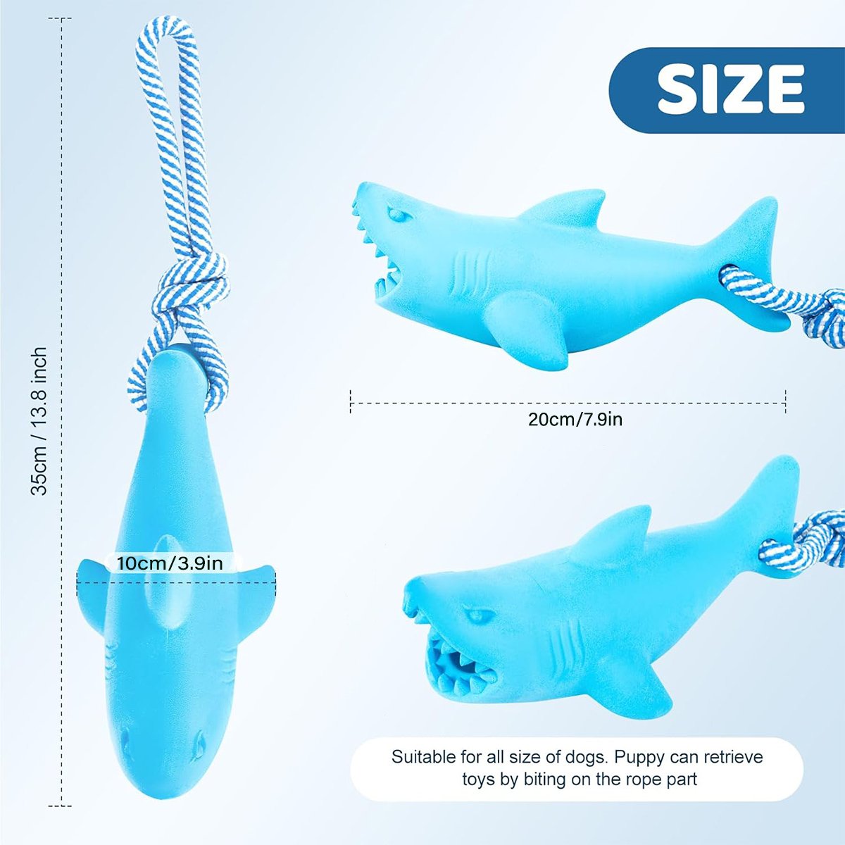 Interactive Dog Chew Toy Blue Shark Floating Pet Toy