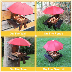 Weatherproof Wooden Squirrel Feeder Durable Outdoor Picnic Table