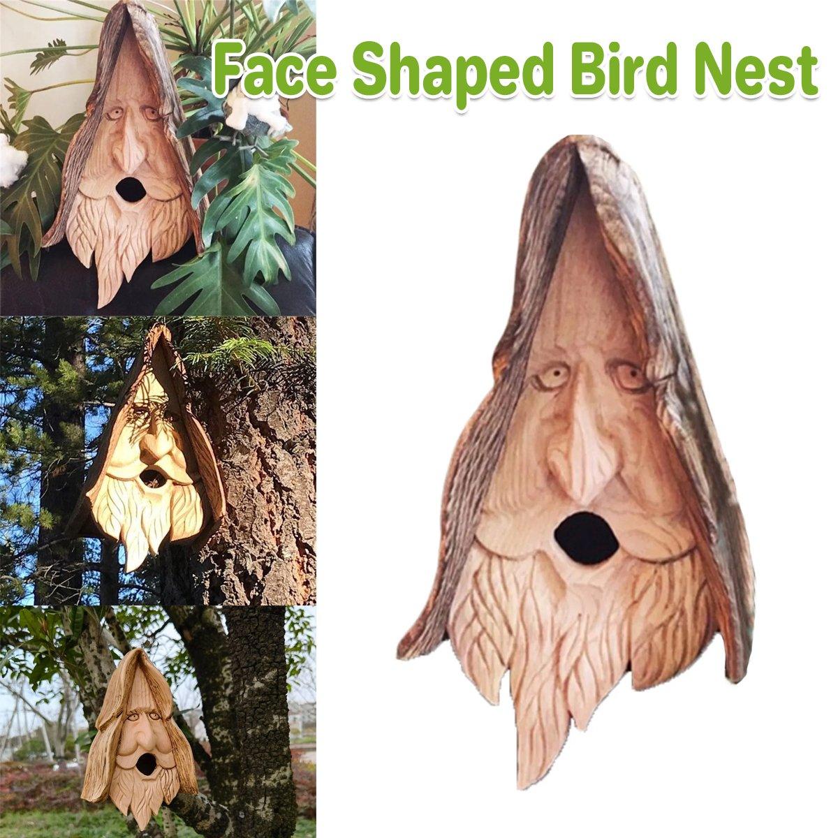 Resin Face Birdhouse Unique Hanging Bird Nest for Outdoor Décor