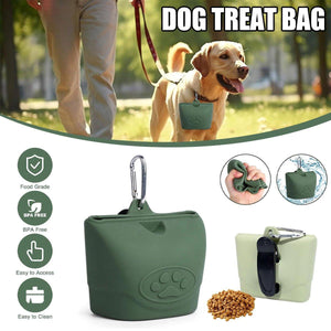 Pet Silicone Dog Food Bag Portable Dog Walking Feeding Waist Bag Snack Bag