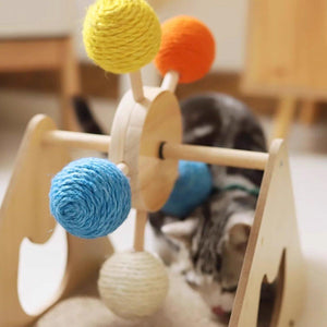 Ferris Wheel Cat Scratching Board With Sisal Balls for Play and Exercise