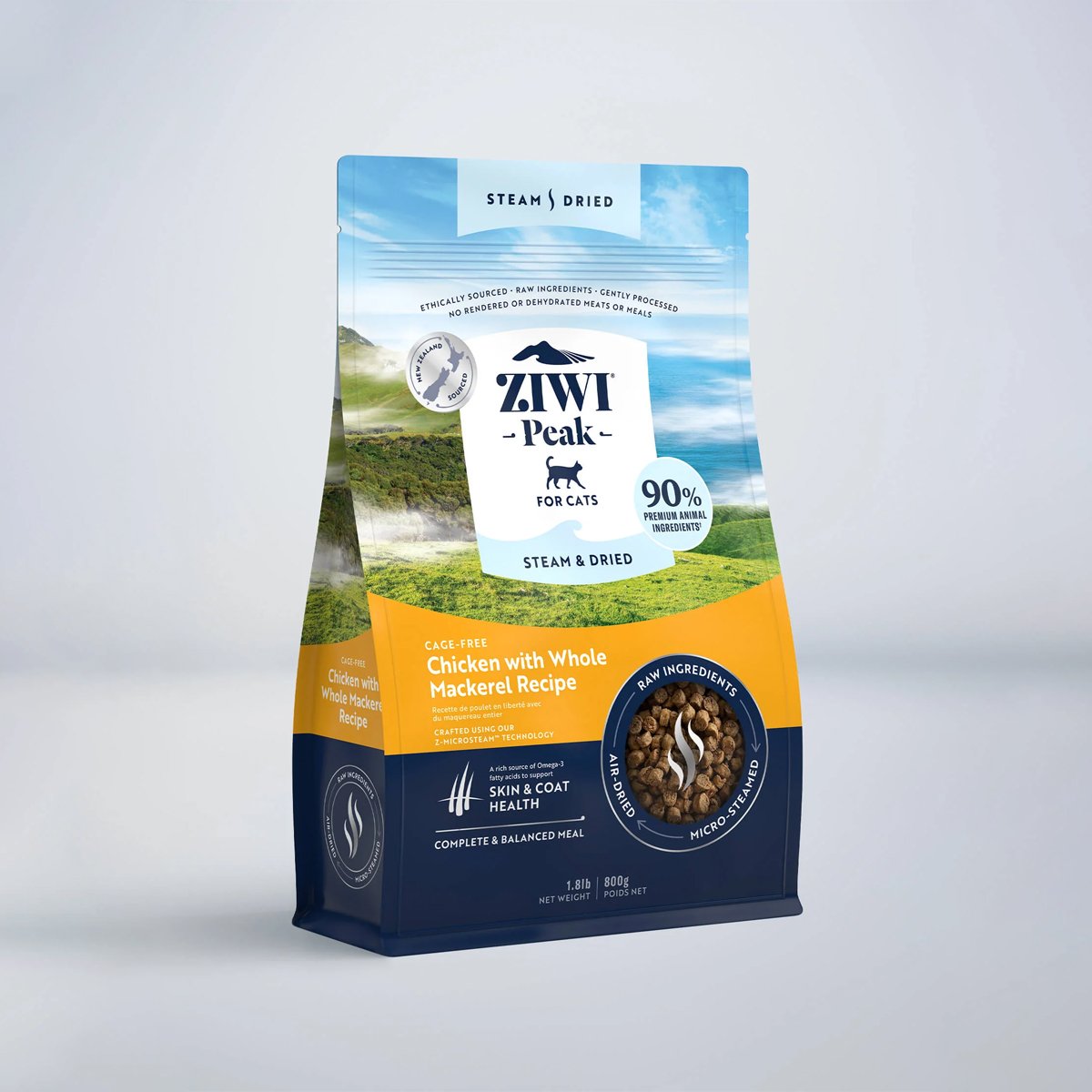 Ziwi Peak Steam Dried Cat Food Chicken with Whole Mackerel 800g/2.2kg