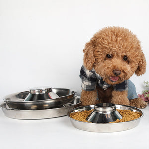 Stainless Steel Slow Feeder Dog Bowl Pet Food Basin Anti-choking Pet Bowl