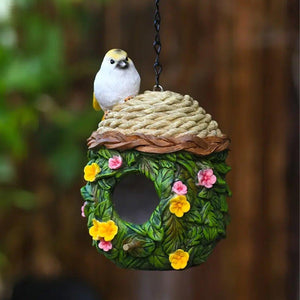 Hanging Resin Birdhouse Hand-Painted Outdoor Garden Decor