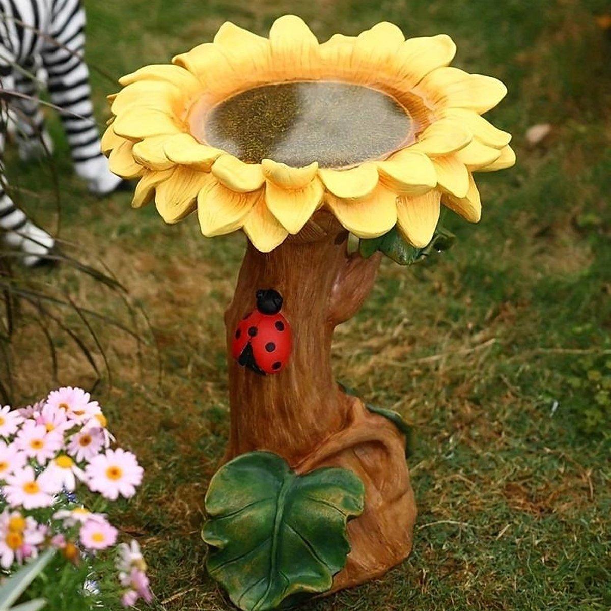 Resin Gardening Ornaments Sunflower Bird Drinker Sunflower Crafts Ornaments