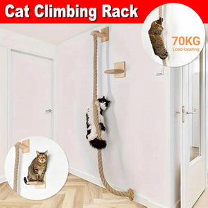 Solid Wood Cat Tree with Platforms & Ladder