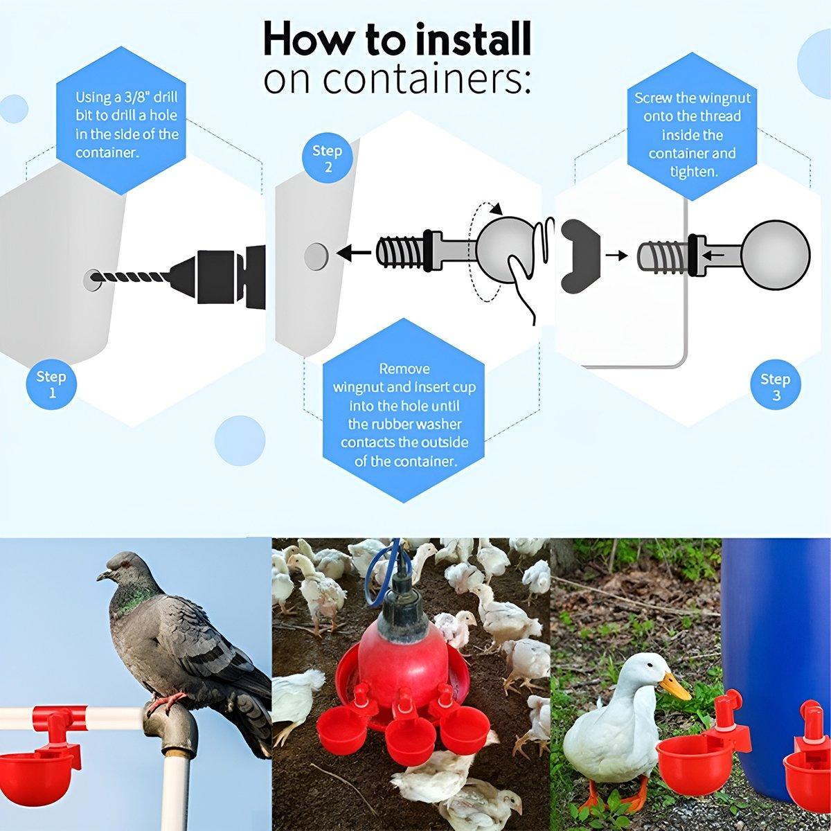 Leak-Proof Automatic Poultry Water Feeder Durable & Easy Install 6pcs