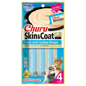 INABA Churu Skin And Coat Tuna With Scallop Recipe Cat Treat 14g*4