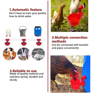 Leak-Proof Automatic Poultry Water Feeder Durable & Easy Install 6pcs