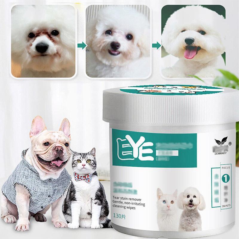 130pcs Pet Eye and Ear Cleaning Wipes Effective Dog and Cat Tear Stain Remover