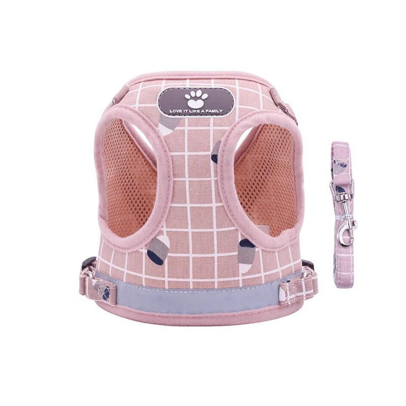 Adjustable Mesh Pet Vest Harness & Leash - Cat Dog Kitten Walk Collar