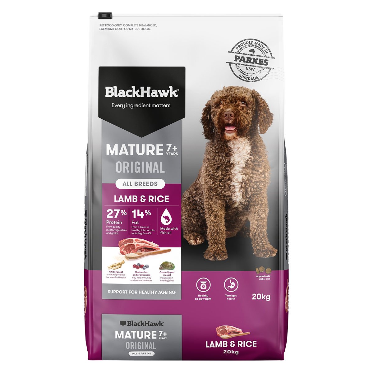 Black Hawk Original Mature Lamb & Rice Dry Dog Food For Aged 7+ 3KG/20KG